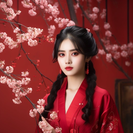 櫻花盛開的鞠婧祎美女 