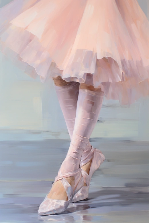 芭蕾舞鞋的细腻和美丽：优美绘画中舞者脚尖的特写