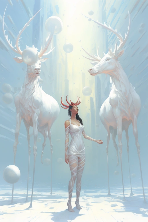 純白的麋鹿漫游科幻世界