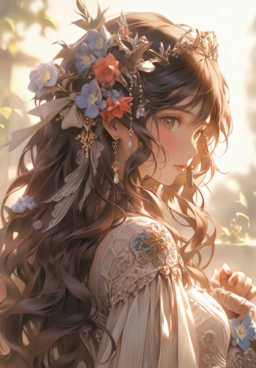 莎莎公主的細膩花朵：夏妃岳與伊芙文圖爾風格的高質量寫實卡通。