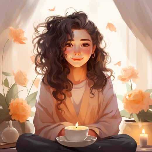 可愛少女品茶，健康美食背景，真實場景真實人物