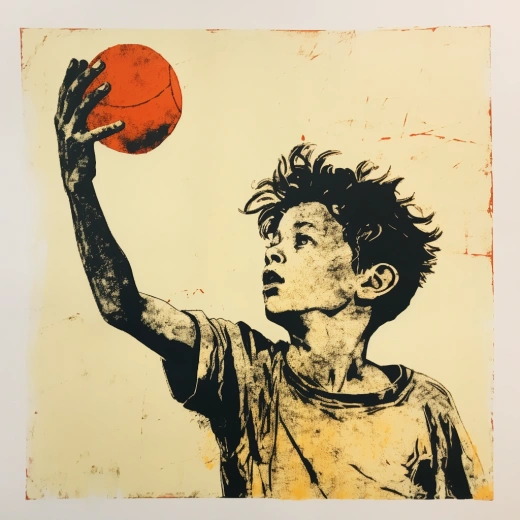 空中飛舞的球：Egon Schiele風格絲網印刷作品