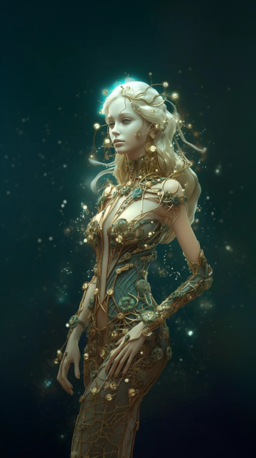 星降人間，金縷珠衣，未來機(jī)器風(fēng)格中的年輕美麗外星女神