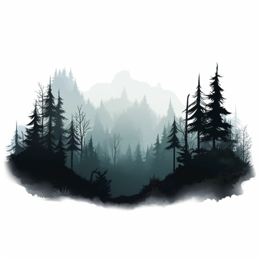 幽暗森林的轮廓，透明背景