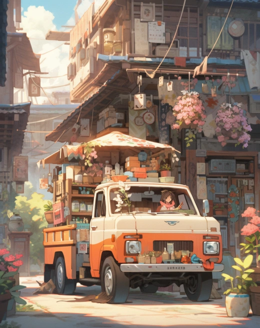 迷幻色彩下的卡車城市