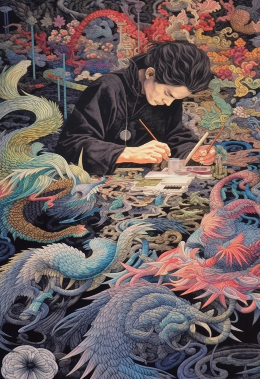 合成眾神的人，無人機，羅科的羅科的羅科的羅科的羅科的賽爾，以艾文德·厄爾風格創(chuàng)作，精細嵌點作品，當代拼布，逼真超細節(jié)，明亮白與深黑交錯，多層次形象，有機形態(tài)的油畫，天使捕捉飛翔碎片，哈吉姆·蘇拉亞馬風格，安東尼·戈姆利，哈羅德·埃奇頓，石雕，深天藍與銀色，使用普羅維亞拍攝的照片，古典形象。