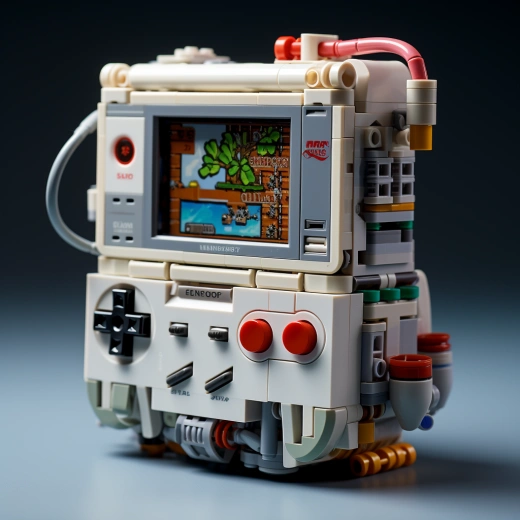 樂高任天堂Gameboy模型，明亮清潔的白色空間，高清攝影