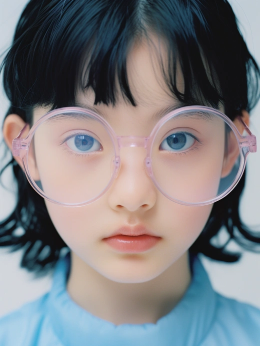 可愛的小女孩戴著眼鏡