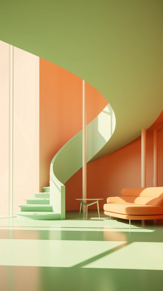 抽象当代建筑的极简3D渲染。