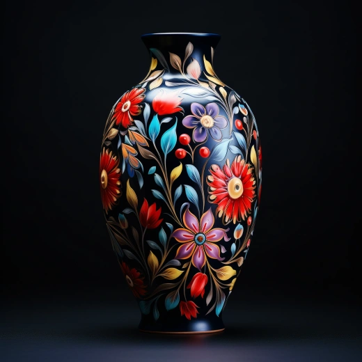 “艷麗花卉繪飾的精美陶瓷花瓶，流露濃郁藝術(shù)氣息。”