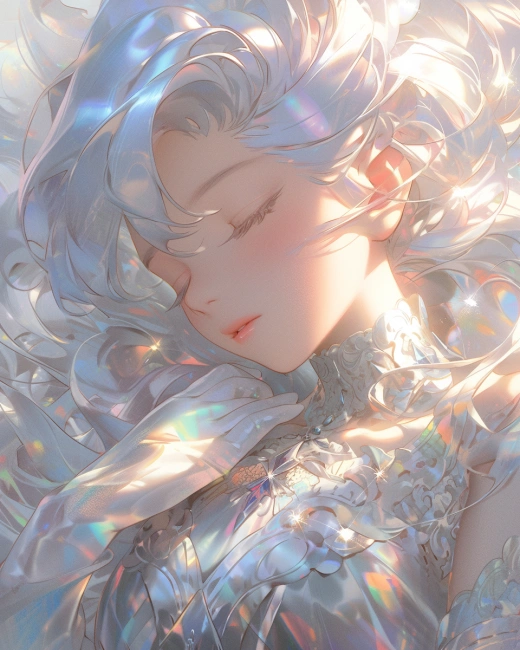 天使與銀色裙裝女子