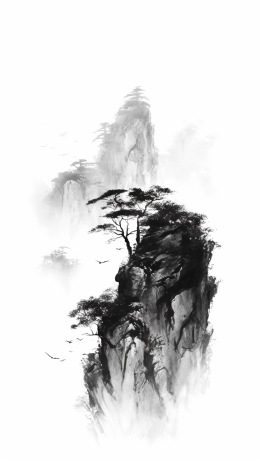 清新水墨，極簡干凈，傳統國畫，8K