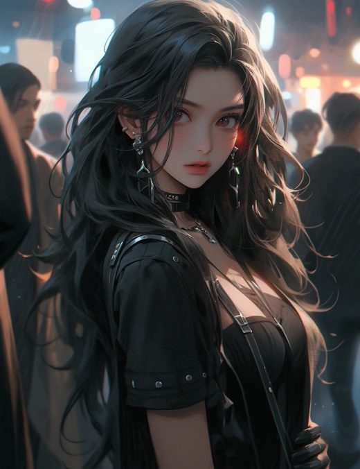 黑皮衣女郎電光石火，賽博朋克風情冷艷迷人