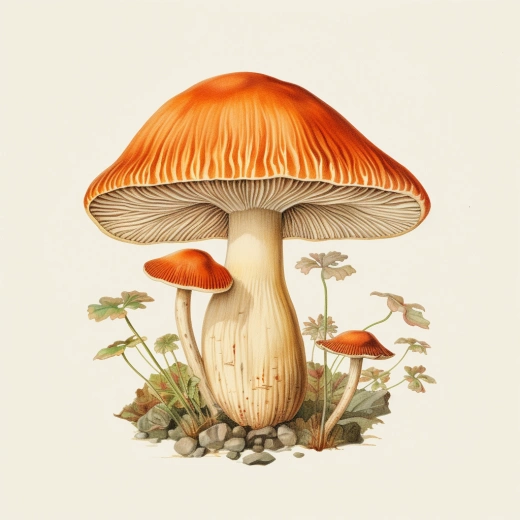 橙色蘑菇：水彩素描的植物目錄珍品