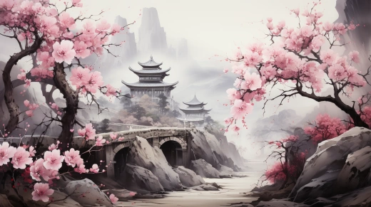 神秘古寺，花海綻放