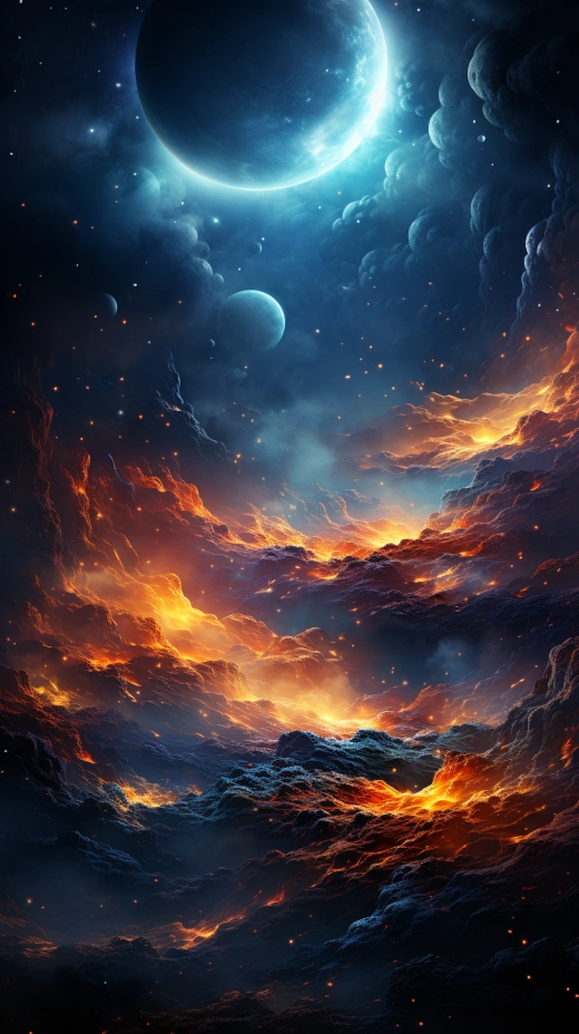 宇宙螺旋星系，深邃天藍(lán)與淺金之美。