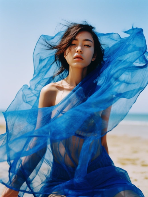 藍裙冠灘涂女，融合人體與環境，絢爛明艷如波提切利。