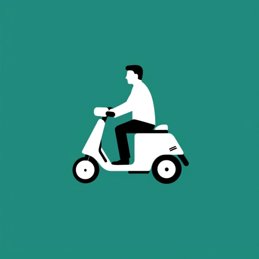 男子騎著滑板車拿著衛生紙的簡單象形圖。
