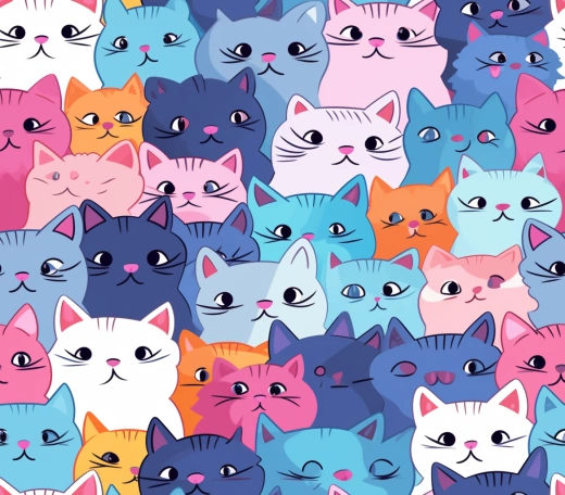 可爱猫咪的涂鸦风格，柔和的粉彩色调