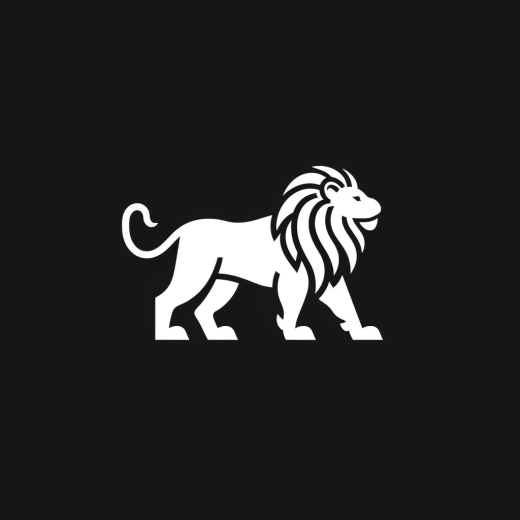 黑白獅子標志，極簡設計，商務品牌的現代概念，獨特而引人注目。