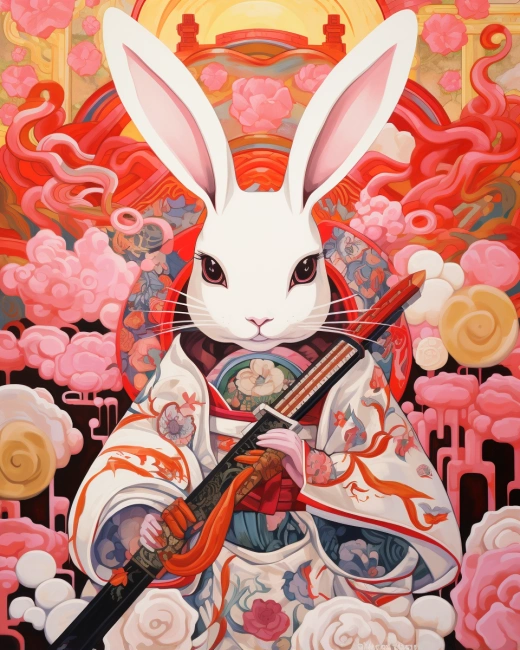 兔俠武俠 - 華麗的兔子主題動漫插圖
