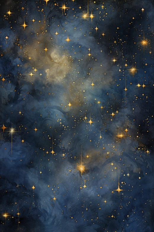 星光閃爍，中世紀夜空重現，高分辨率黃金星輝畫卷