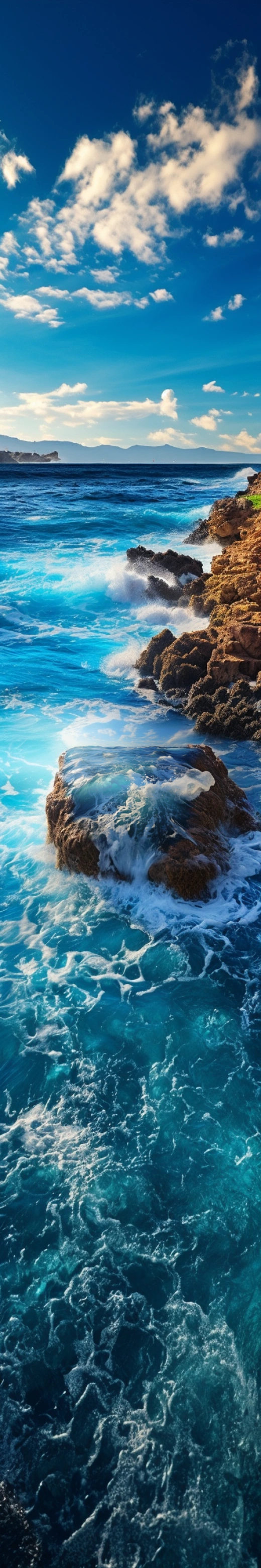 碧藍浩瀚的海洋鳥瞰。