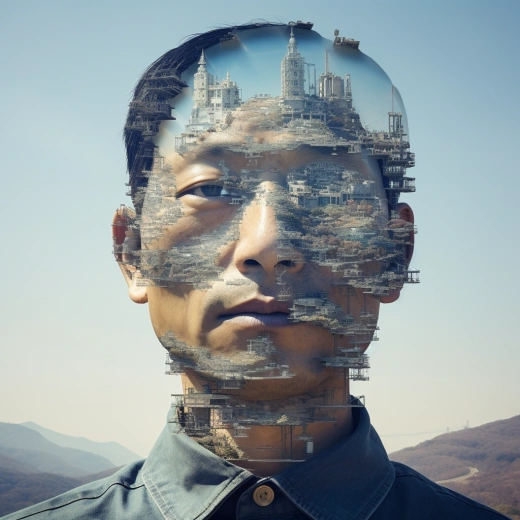 中國的正太羞澀低頭，多重曝光，二次元，16k，HDR。