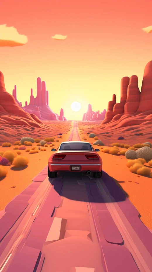 濃郁紋理創作，斜視攝影，如roz chast和gaston bussière風格的horizon chase turbo游戲的獎獲之作