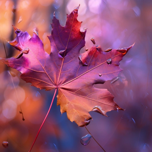 楓葉絢爛時光，抽象表達中的紅紫長曝，8K HDR。