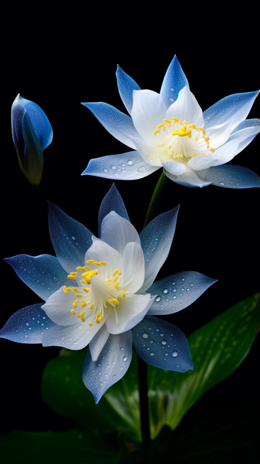 如梦如幻，五片蓝色莲瓣花魅，一朵五彩斑斓的蓝色兰花