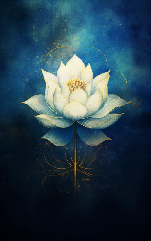蓮花，拜占庭藝術，天體，皇家藍與古老金的風格，色彩褪去，低飽和度，紋理背景。