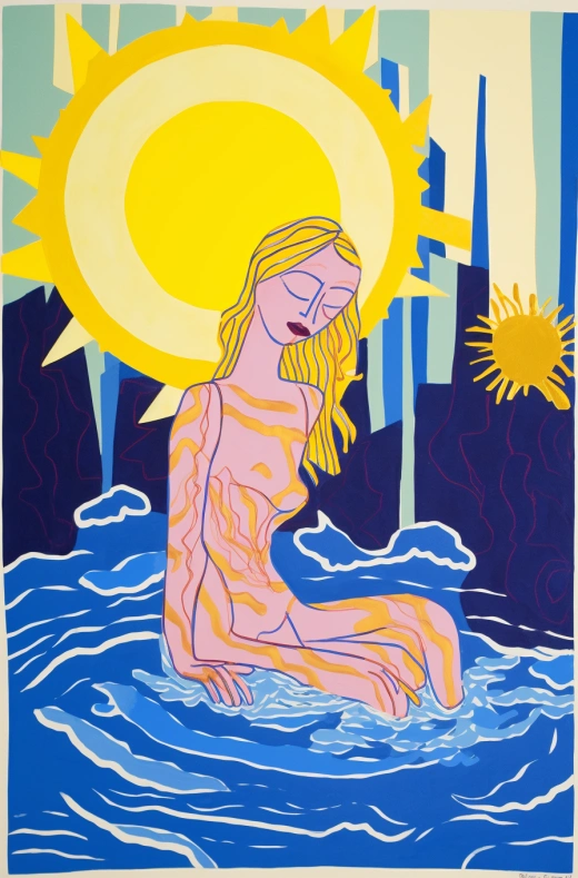太陽下的失望：水之女性，天真而富有趣味的描繪