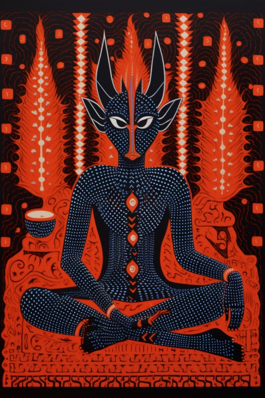 《幾何花紋熒光閃耀，惡魔路西法臥于惡魔宮殿——印度甘德藝術與新藝術運動的碰撞》