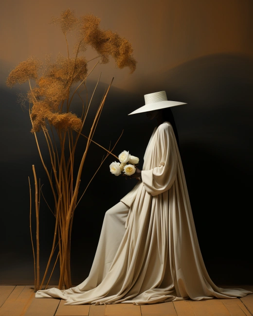 “非洲風(fēng)情，金黑交錯(cuò)，高挑女子，繪畫般的對(duì)比，引人注目。”