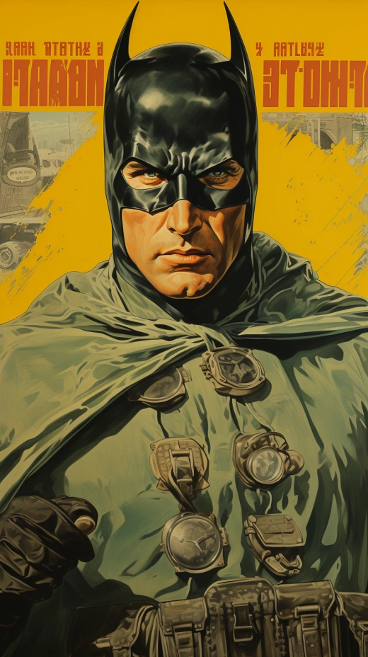 蘇聯60年代POP藝術，帶有Batman的摩托越野壯麗海報