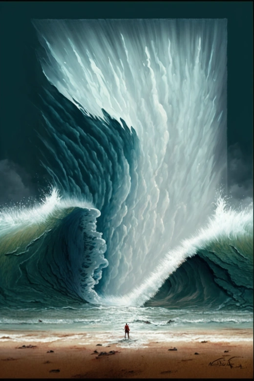 海浪奇觀，摩西立于沙灘