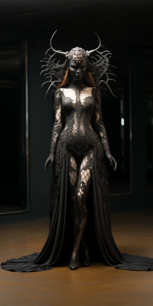 神秘詭異的哥特女魔鬼，令人不安的美麗，蕾絲與恐怖共舞。
