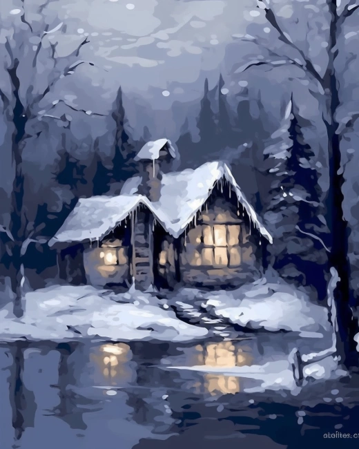 冬日之夢，雪景上的彩繪房屋