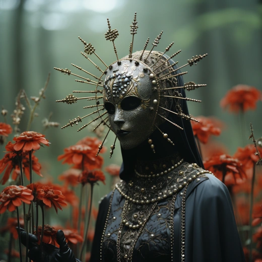 自鉻浮雕，修女，魔鬼，非未來主義，花芯