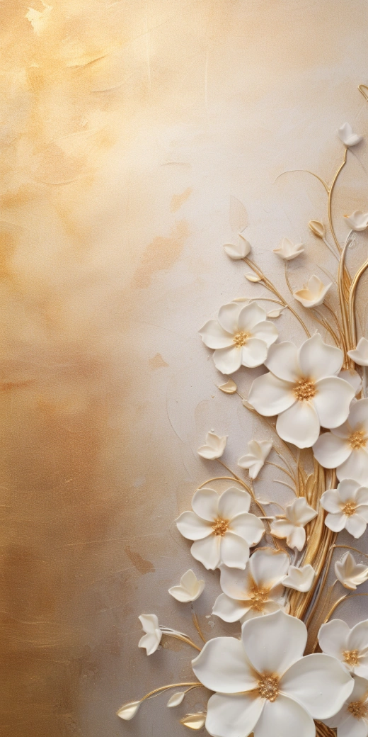 金色渦紋與白花邊的寧?kù)o米色紋理背景