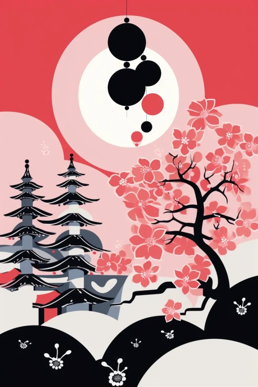 極簡風格，漢娜花風格，淡色系馬里梅科圣誕裝飾插畫矢量藝術印刷