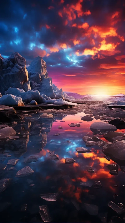夢幻星河，冰湖實景，8K超高清3D全景，超級廣角，高像素，現實生活，裂縫之美。
