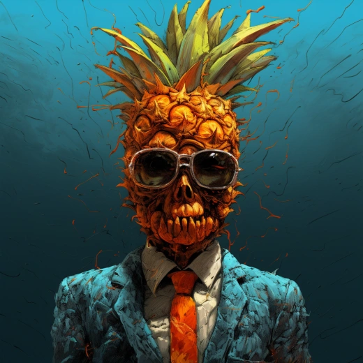 “異形漫畫風格下，菠蘿頭的噩夢：阿哈邁德·莫爾西的狂野想象。”
