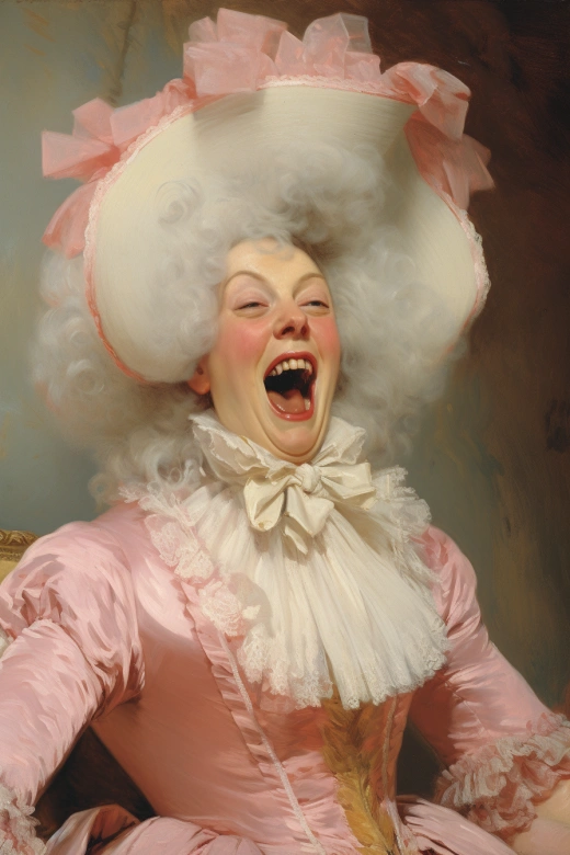 “时光定格，玛丽·安托瓦内特放声大笑，19世纪画卷中的表情之美”