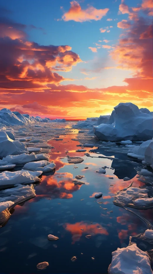 梦幻天空：金阳照耀冰湖，8K超高清全景实拍，3D立体效果逼真呈现