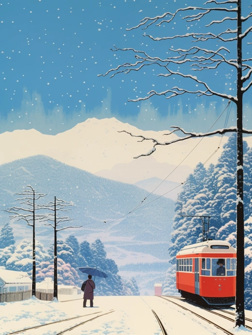 冬日繪境：Tatsuro Kiuchi風格描繪的雪山世界