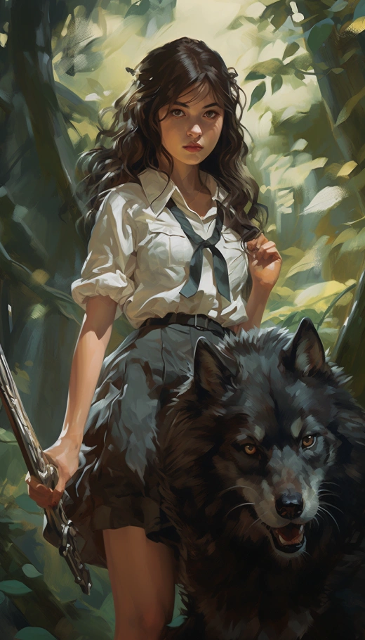 蒼穹獵影：校服少女與神劍狼影，恍若真實的森林傳世之旅
