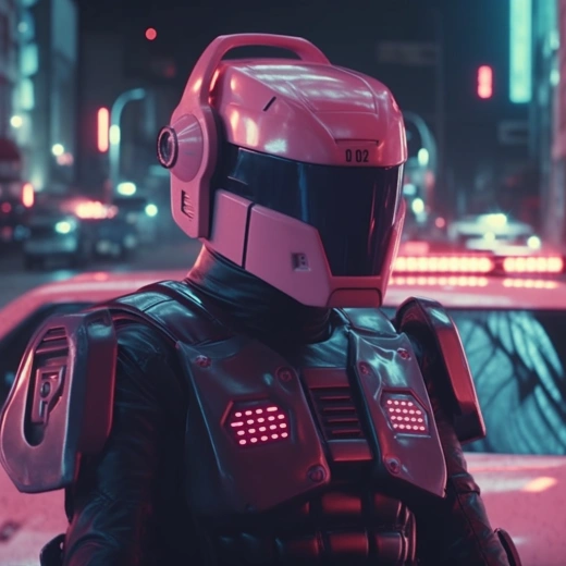 《穿越时空的绝美暗粉机器人警察：超真实80年代科幻电影》