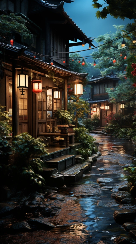 一個夜晚的日本家庭場景